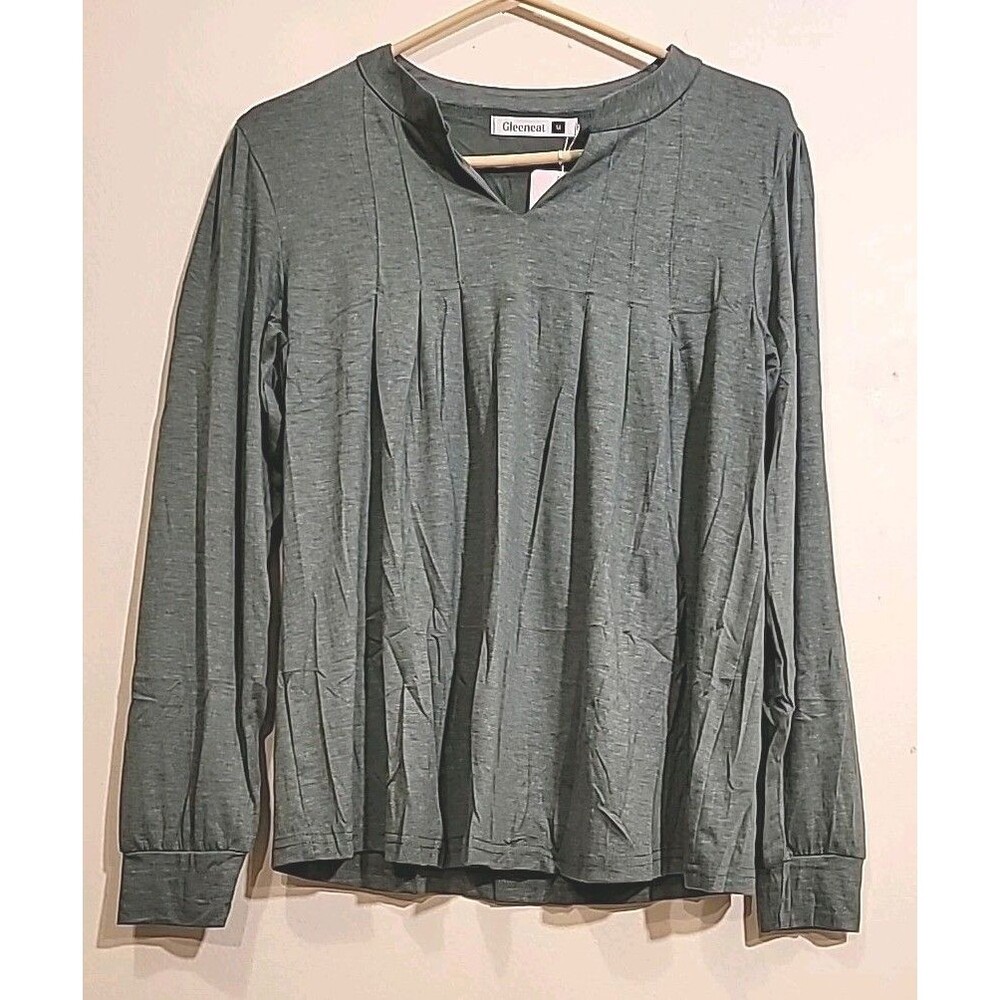 Gleeneat Long Sleeve Dress Tee, Green, Size Medium